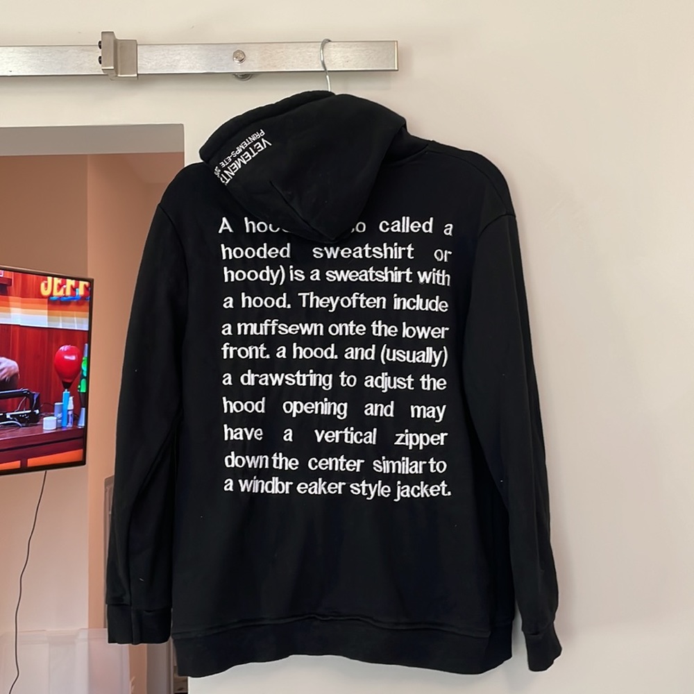 Vetements Definition Hoodie 2016 Sz Small